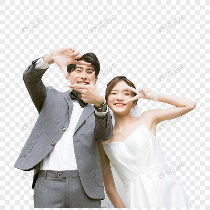 幸福情侣甜美婚纱照图片