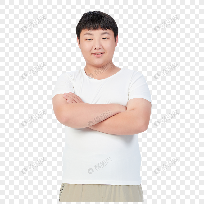 小胖子抱胸形象