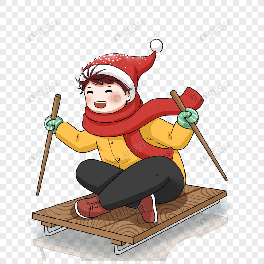 滑冰船的小孩