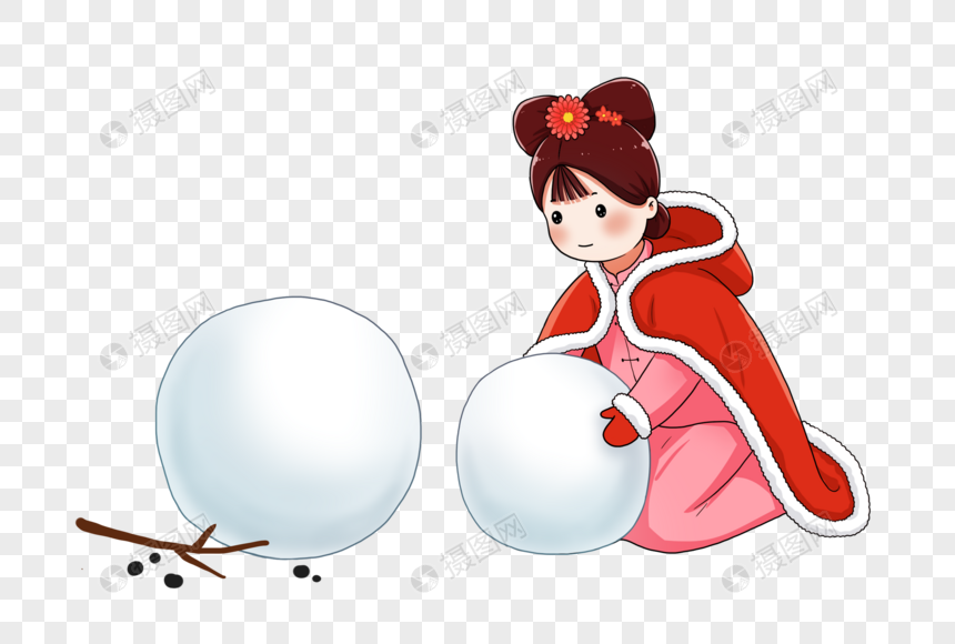 玩雪的古装女孩图片