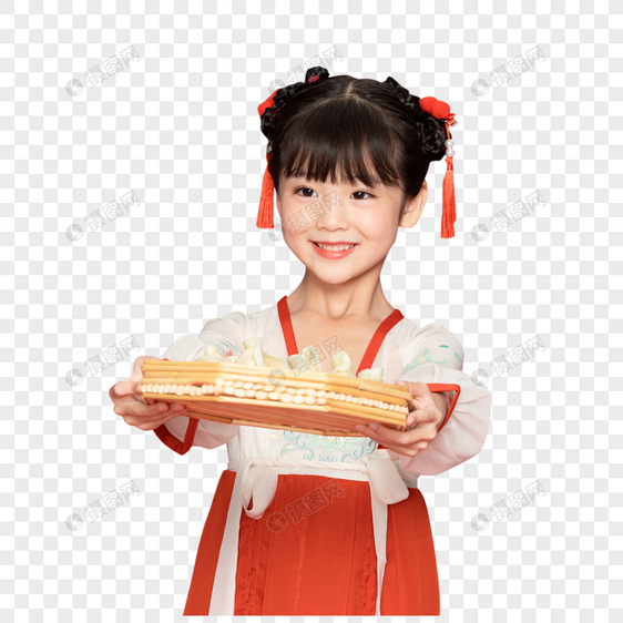 古风汉服中国风小女孩递饺子图片