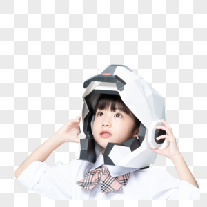儿童小女孩戴卡通头盔航天梦想图片