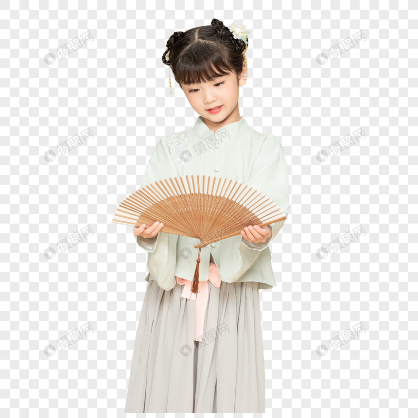古风汉服中国风小女孩舞扇子图片
