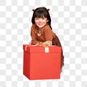 卡通人谢谢元素可爱小女孩cos糜鹿装扮素材