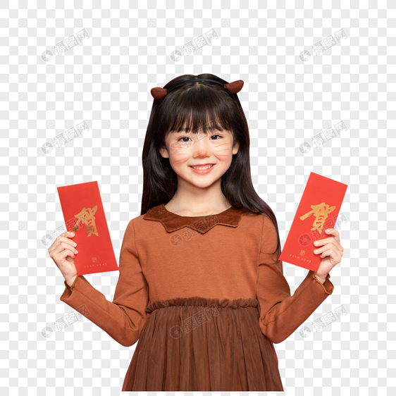 古风汉服中国风小女孩收红包图片