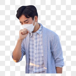 带着口罩咳嗽的男性图片