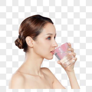 女性护肤保养喝水图片