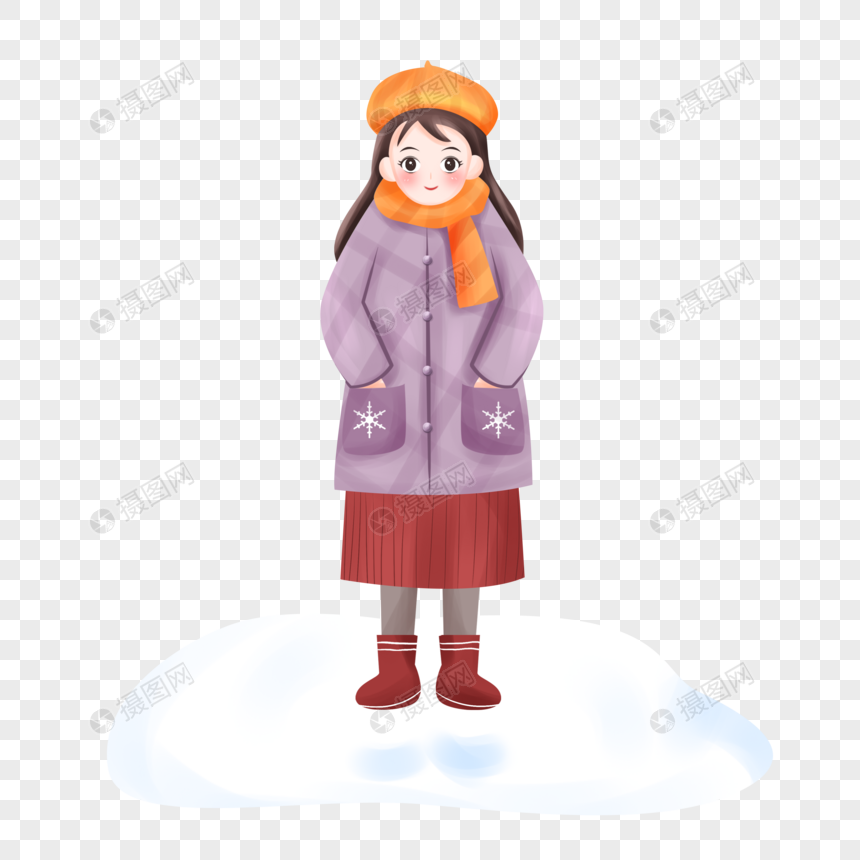 雪地里的女孩图片