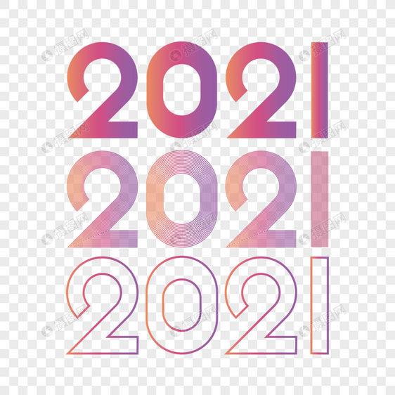 2021创意艺术数字线性描边风字体设计图片