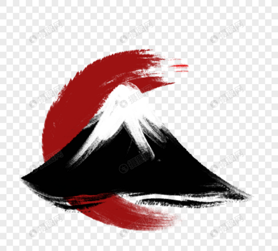 ﻿绘画日本传统文化风景富士山图片