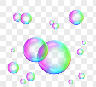 透明彩色小泡泡图片