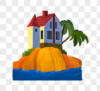 海岛上浪漫小房子高清图片