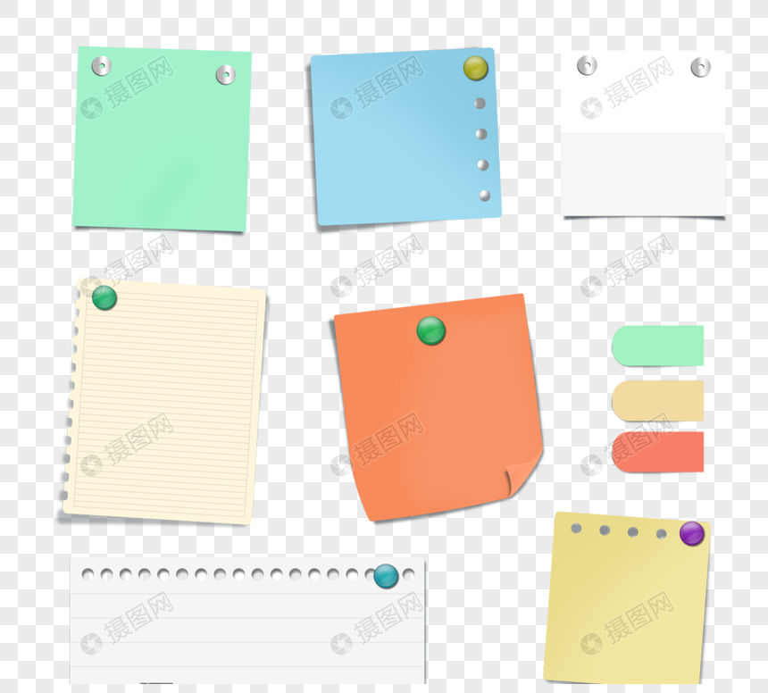 手绘笔记纸彩色便利贴图片