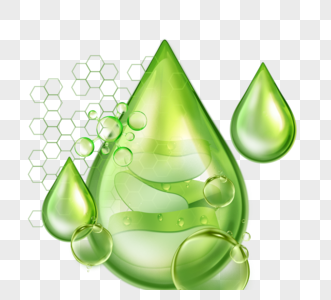 透明绿色水滴形状芦荟胶高清图片