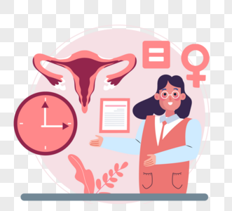 治疗手绘手绘卡通卫生妇科讲解素材