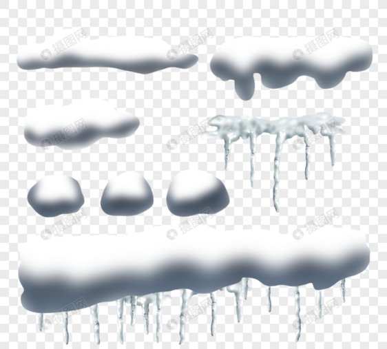 雪帽和雪柱抽象手绘图片