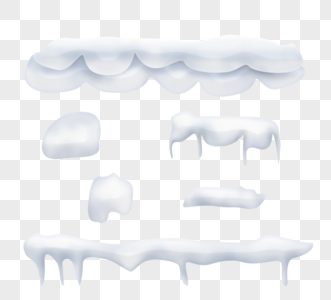 寒冷冬季屋檐抽象雪帽冰帽冰雪冻结装饰物图片