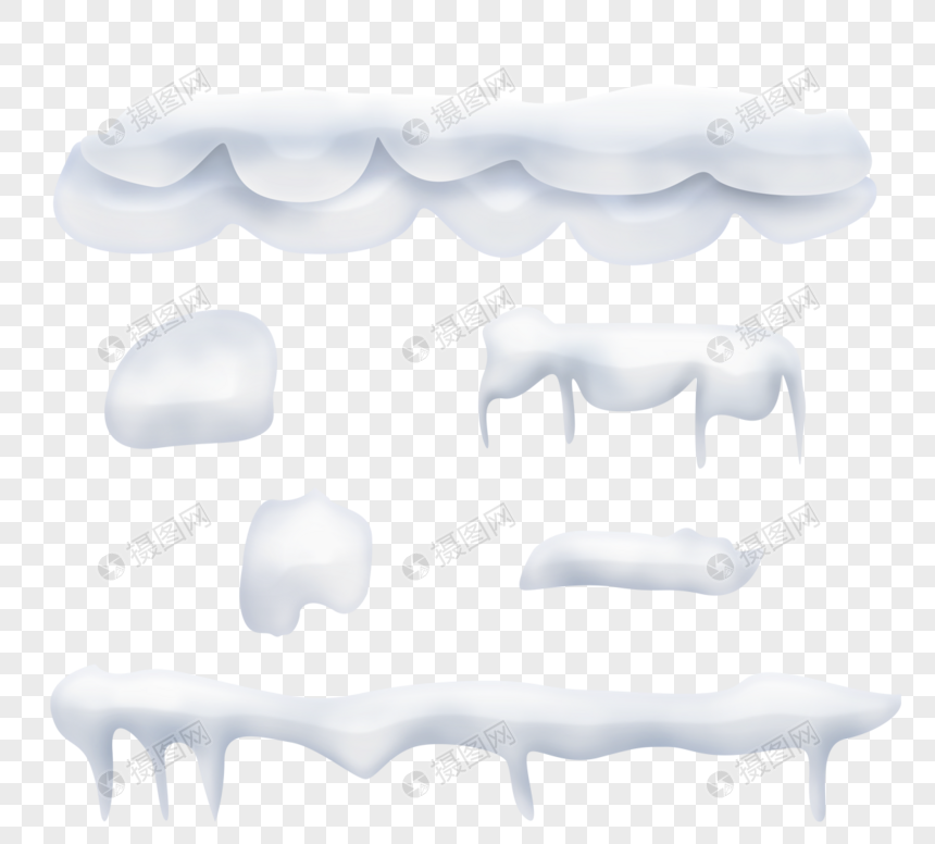 寒冷冬季屋檐抽象雪帽冰帽冰雪冻结装饰物图片