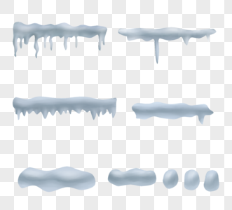 手绘抽象雪帽冰柱元素图片