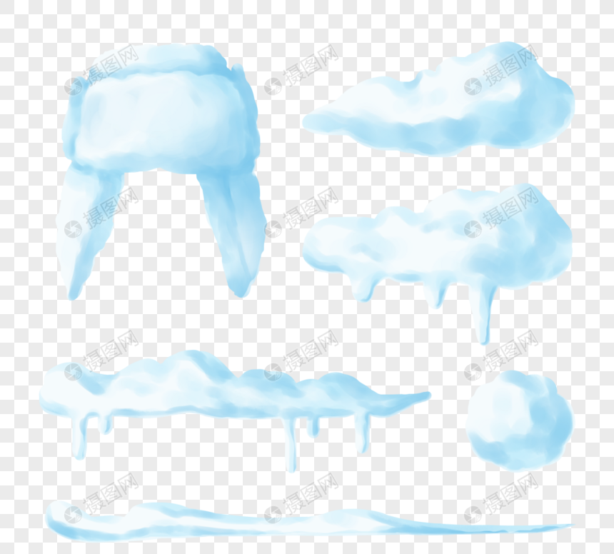 冬季寒冷蓝白色抽象雪帽和冰柱图片