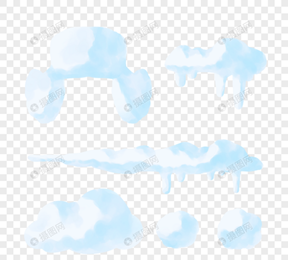 冰冷冬季白蓝色抽象雪帽和冰柱图片