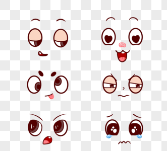 手绘线性大眼睛表情图片素材