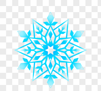 冬季美丽对称深蓝浅蓝色雪花图片