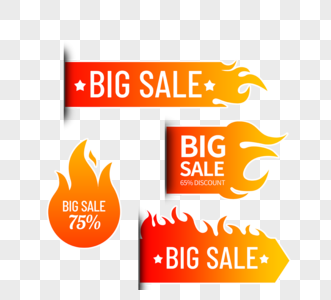 橙色火焰bigsale销售标签高清图片