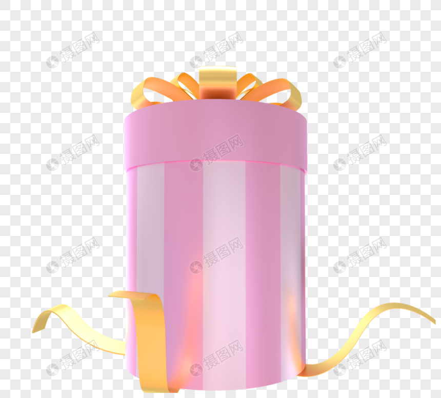 3d粉色圆形节日装饰礼物盒图片