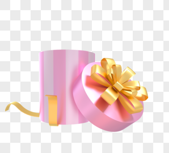 3d粉色节日装饰条纹礼盒图片