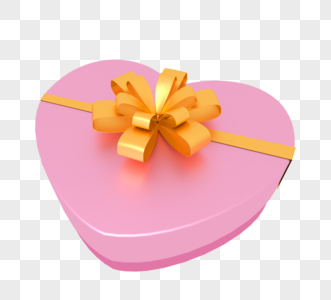 3d粉色心形装饰礼盒图片