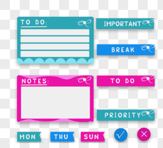 彩色备忘录贴纸元素图片