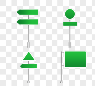 箭头圆方三角形绿色渐变交通指示路标高清图片
