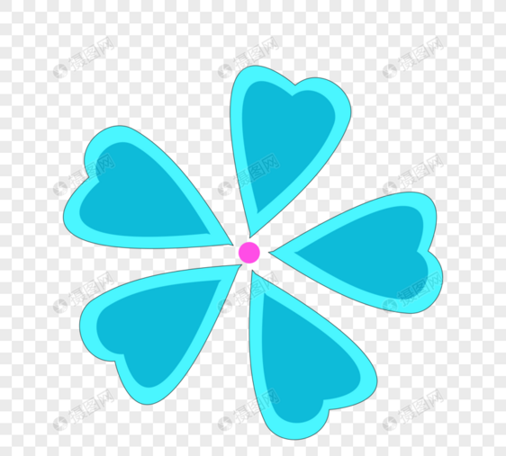 漂亮蓝色心形花朵图片