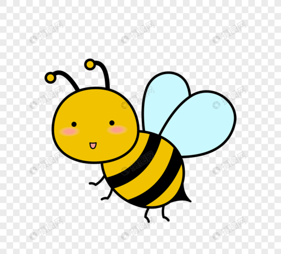 bee卡通形象飞行蜜蜂矢量插图图片