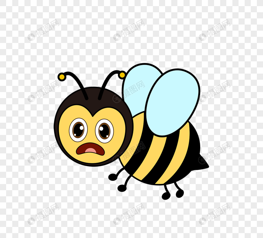 卡通矢量黄色飞行小蜜蜂bee图片