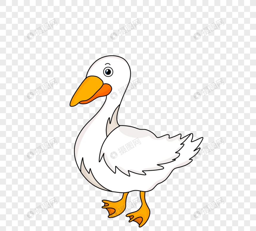 卡通手绘白色羽毛鸭子