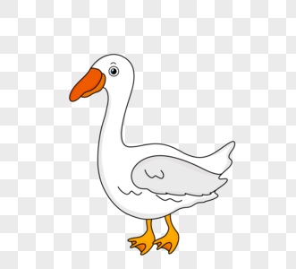 手绘卡通白色鸭子图片素材