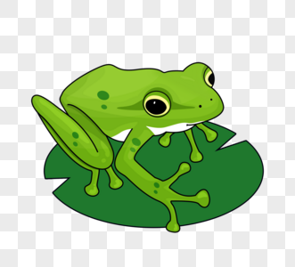 绿色青蛙荷叶元素图片
