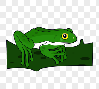 绿色青蛙树枝元素图片