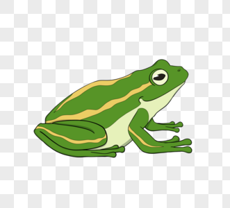 绿色条纹手绘卡通黄色条纹青蛙素材