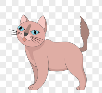 手绘粉色猫咪卡通图片