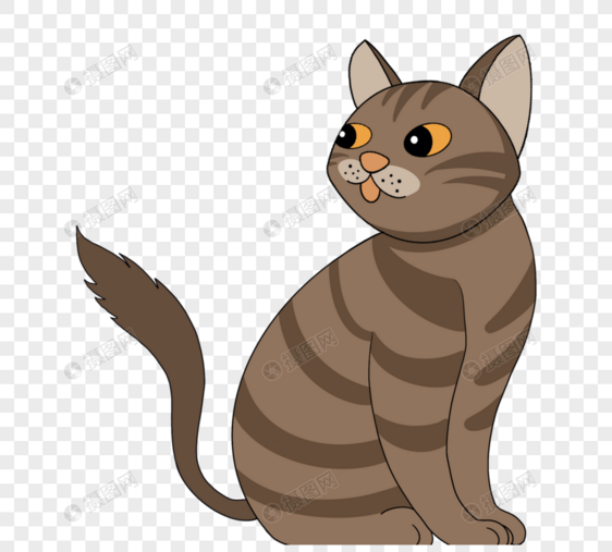 手绘棕色斑纹猫咪图片