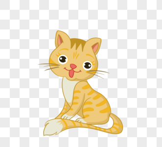 眼睛耳朵鼻子嘴巴手绘卡通黄色猫咪素材