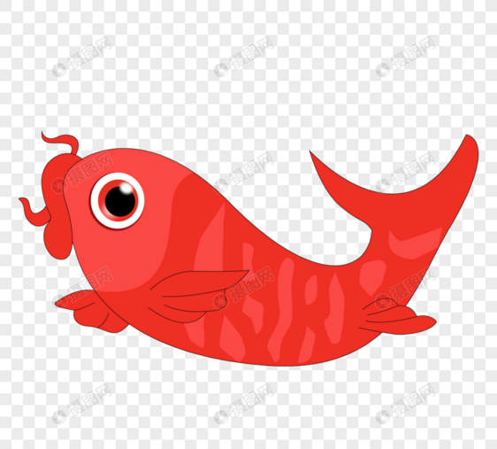 卡通鱼红色小金鱼图片
