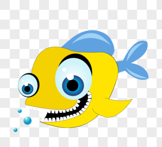 大眼睛黄色小鱼卡通形象图片