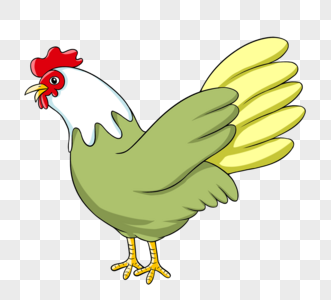 鸡彩色绿色图片
