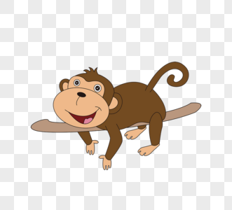 卡通可爱矢量插图猴子趴着玩耍素材monkey图片