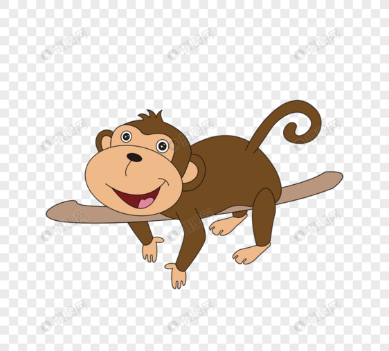 卡通可爱矢量插图猴子趴着玩耍素材monkey图片