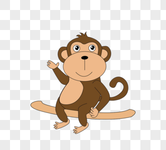 卡通可爱矢量插图猴子坐姿素材monkey图片